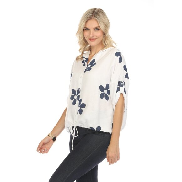 Hooded Floral Print Drawstring Top - Picture 10 of 10